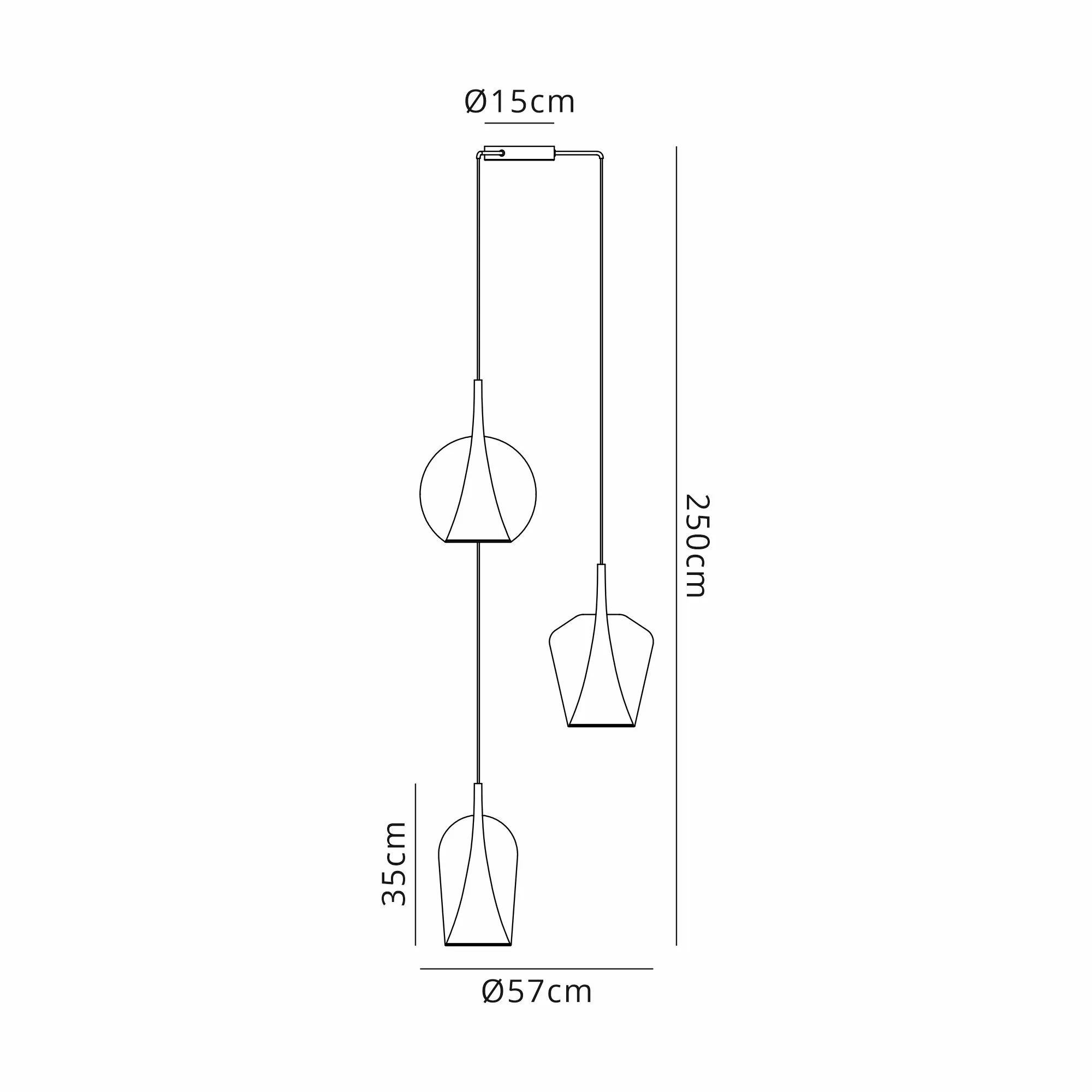 Elsa Mixed Shade Pendant 3 Light Gold Frame/Clear/Chrome/Bronze Glass M8258  Mantra Elsa